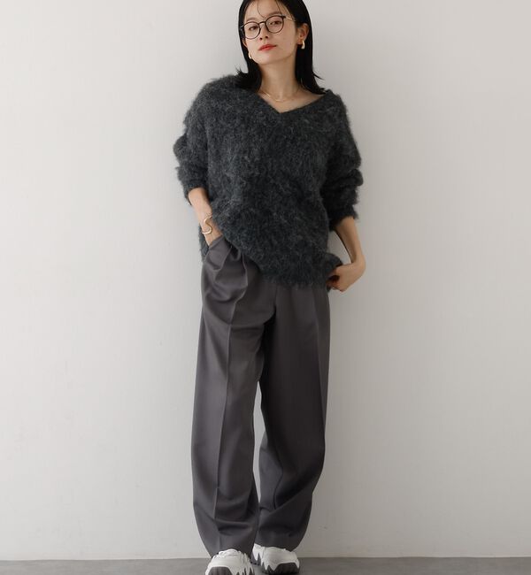 abahouse mavie「【後ろウエストゴム】タックワイドスラックス　m_01/シーズンレス/メンズライク」|その他|