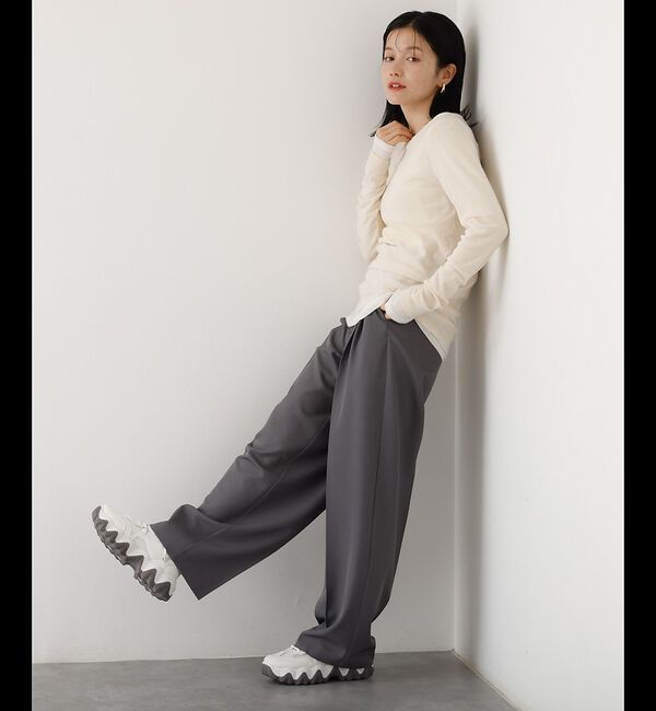 abahouse mavie「【後ろウエストゴム】タックワイドスラックス　m_01/シーズンレス/メンズライク」|その他|