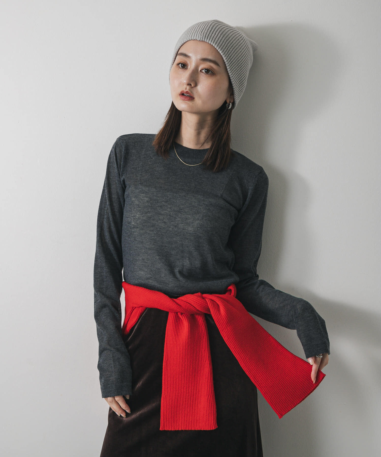 SENSE OF PLACE by URBAN RESEARCH「シアーハイネックセーター」|ニット・セーター|チャコールグレー