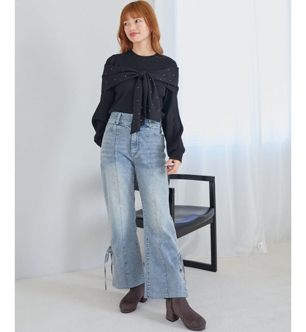 MAJESTICLEGON「リボンビジューニット」|ニット・セーター|