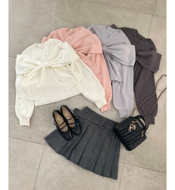 MAJESTICLEGON「リボンビジューニット」|ニット・セーター|