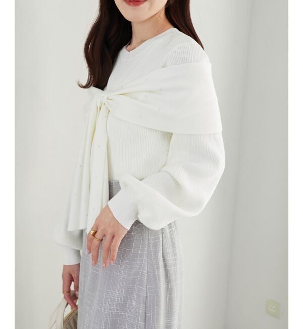 MAJESTICLEGON「リボンビジューニット」|ニット・セーター|