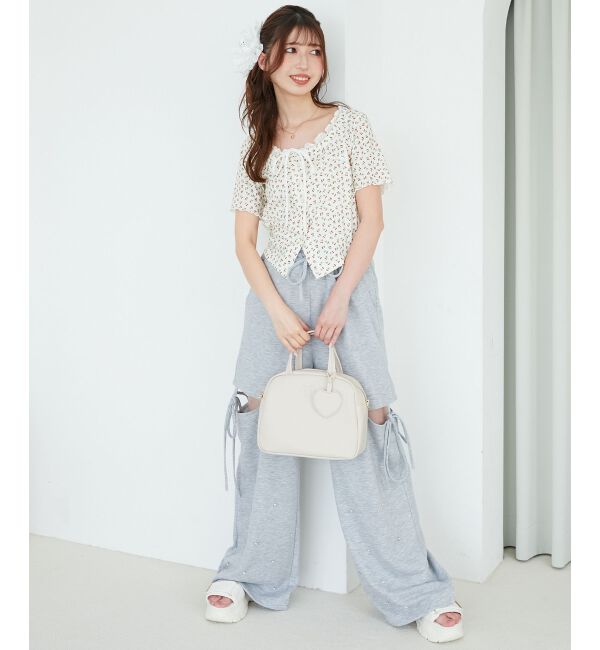  「フロントリボンレイヤード風トップス」|Tシャツ・カットソー|