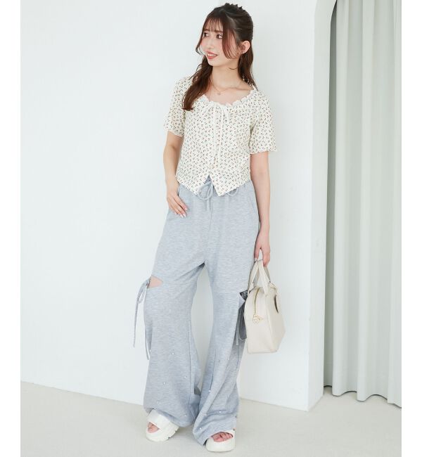  「フロントリボンレイヤード風トップス」|Tシャツ・カットソー|