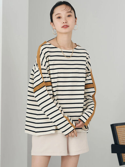 earth music&ecology「カラーパイピングボーダープルオーバー」|Tシャツ・カットソー|