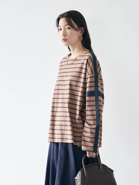 earth music&ecology「カラーパイピングボーダープルオーバー」|Tシャツ・カットソー|