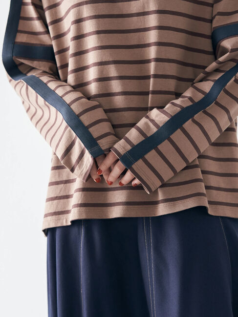 earth music&ecology「カラーパイピングボーダープルオーバー」|Tシャツ・カットソー|