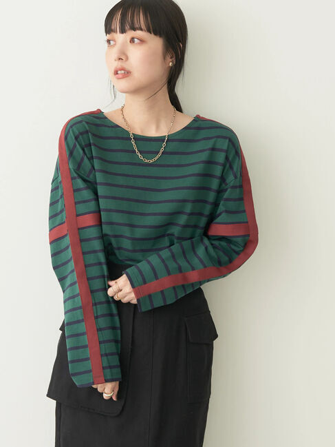 earth music&ecology「カラーパイピングボーダープルオーバー」|Tシャツ・カットソー|