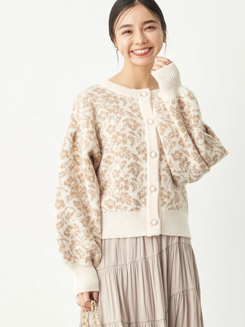 earth music&ecology「フラワージャガードニットカーディガン」|カーディガン|