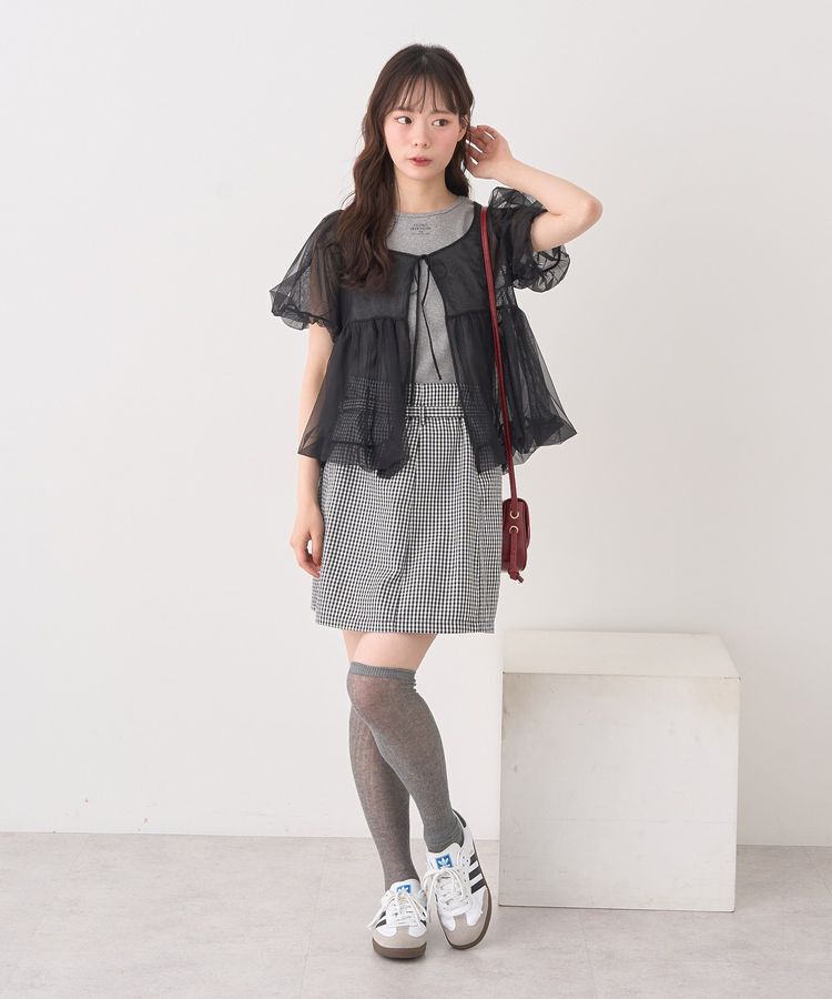 earth music&ecology「SET2点チュールバルーンブラウス＋ロゴタンク」|シャツ・ブラウス|