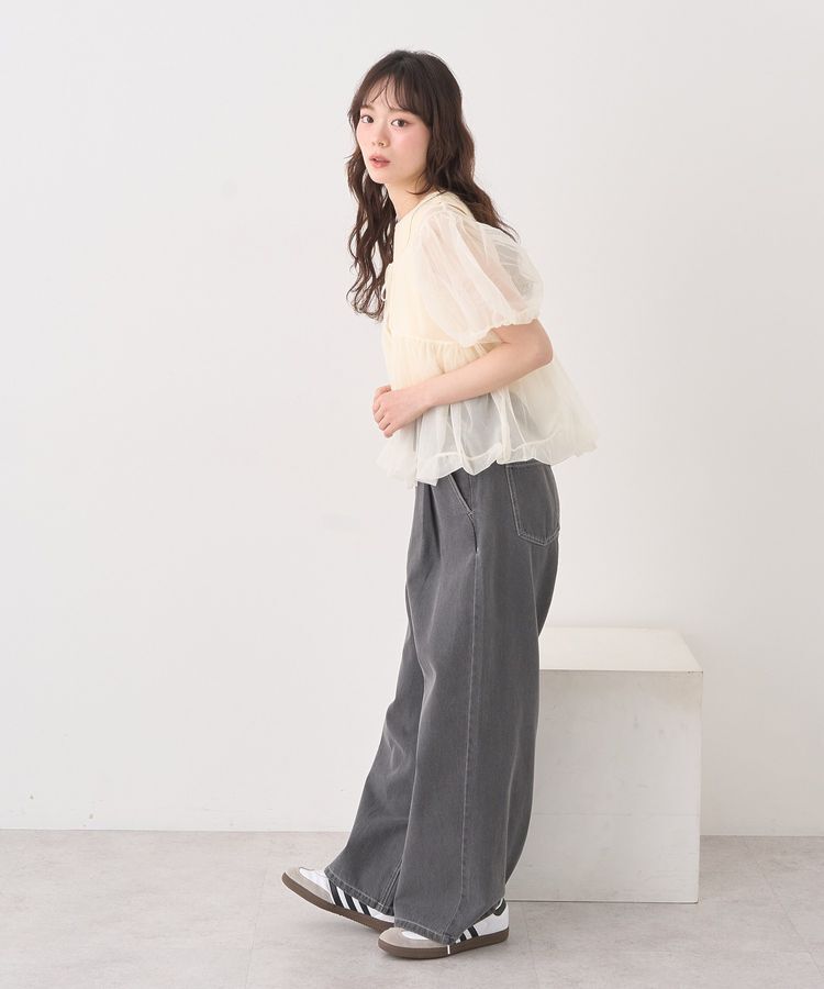 earth music&ecology「SET2点チュールバルーンブラウス＋ロゴタンク」|シャツ・ブラウス|