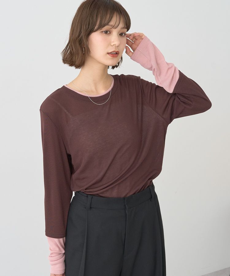 earth music&ecology「レイヤードシアープルオーバー」|Tシャツ・カットソー|Brown