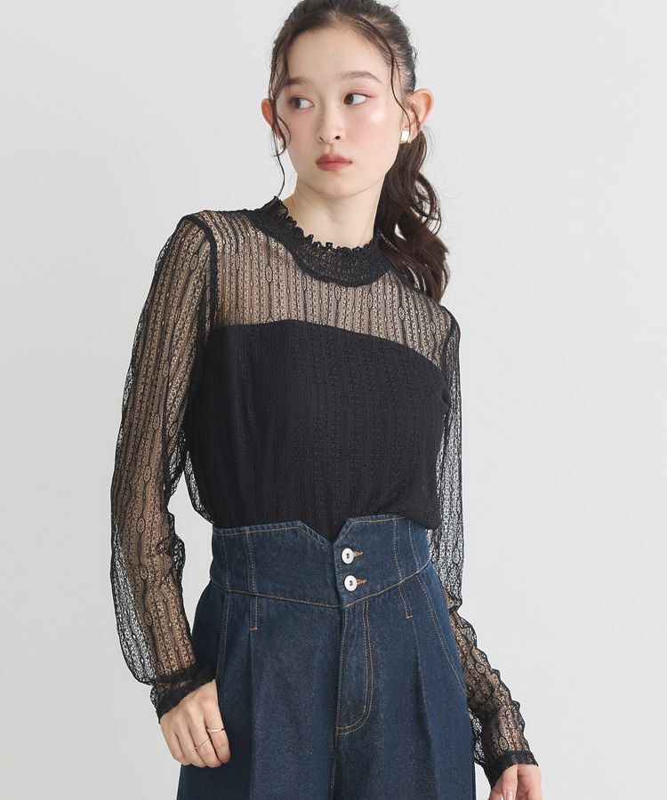 earth music&ecology「レースドッキングプルオーバー」|Tシャツ・カットソー|Black