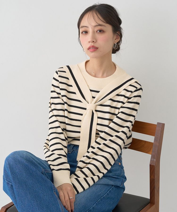 earth music&ecology「ボウタイニットプルオーバー」|ニット・セーター|