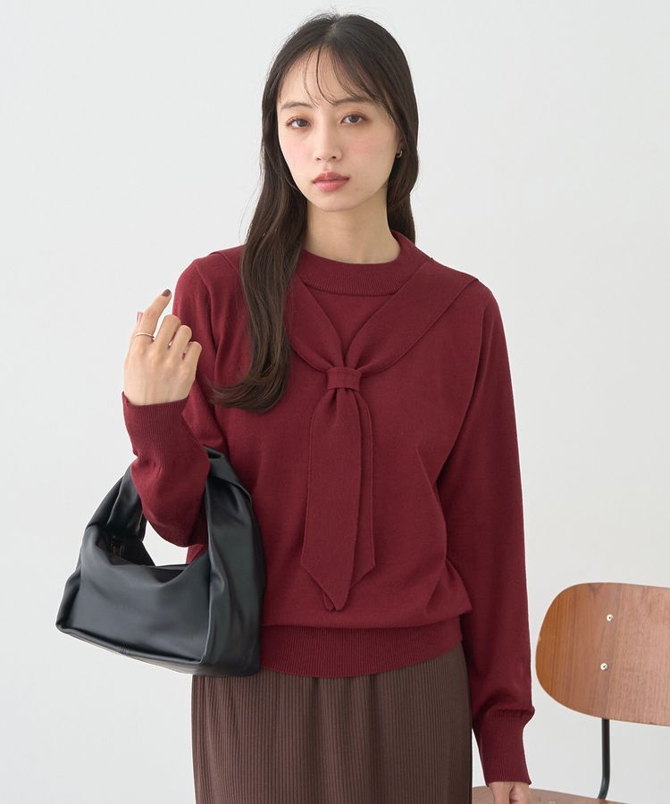 earth music&ecology「ボウタイニットプルオーバー」|ニット・セーター|