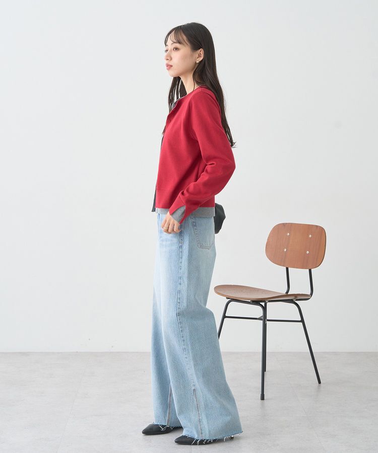 earth music&ecology「バイカラーレイヤード風カーディガン」|カーディガン|