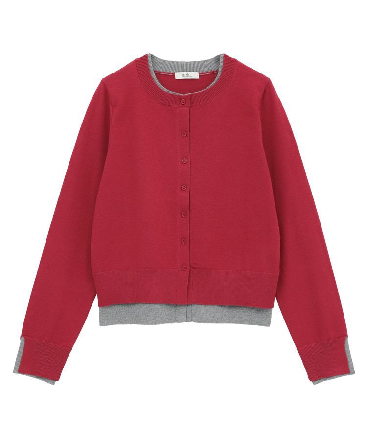 earth music&ecology「バイカラーレイヤード風カーディガン」|カーディガン|