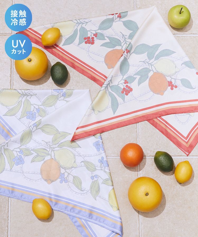 earth music&ecology「【接触冷感】UV対策フルーツ柄スカーフ」|バンダナ・スカーフ|