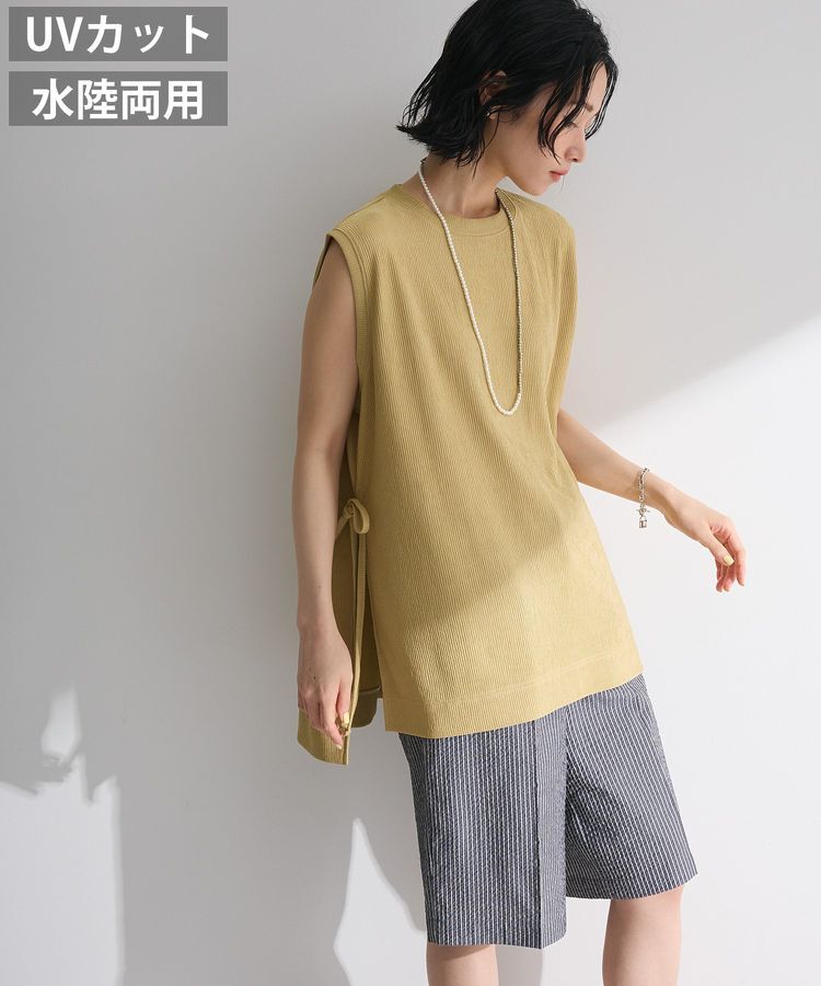 Green Parks「サイドリボンノースリーブチュニック」|チュニック|Light yellow