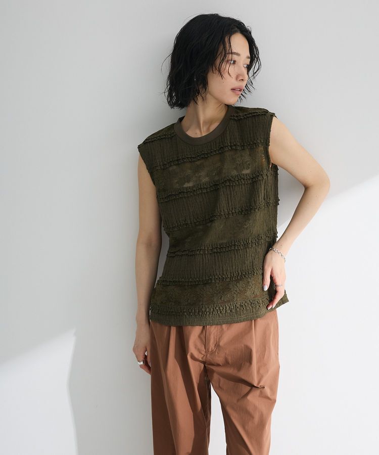 Green Parks「・SUGAR SPOON フリルレースノースリーブ」|Tシャツ・カットソー|