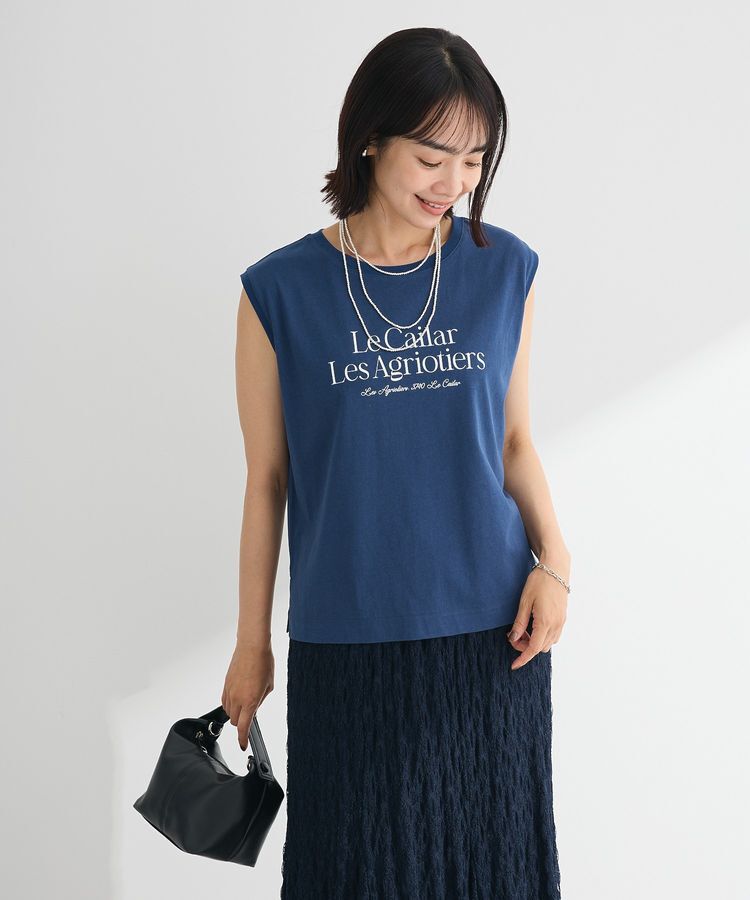 Green Parks「ノースリーブフェミニンロゴプルオーバー」|Tシャツ・カットソー|Navy