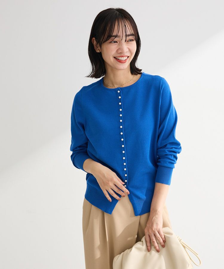 Green Parks「パール調ボタン付き2WAYニットプルオーバー」|ニット・セーター|Blue