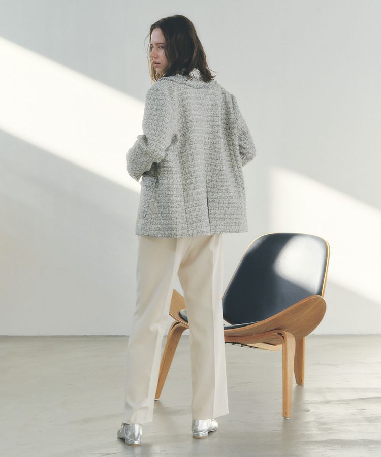 YECCA VECCA「ノーカラーツイードジャケット」|テーラードジャケット|