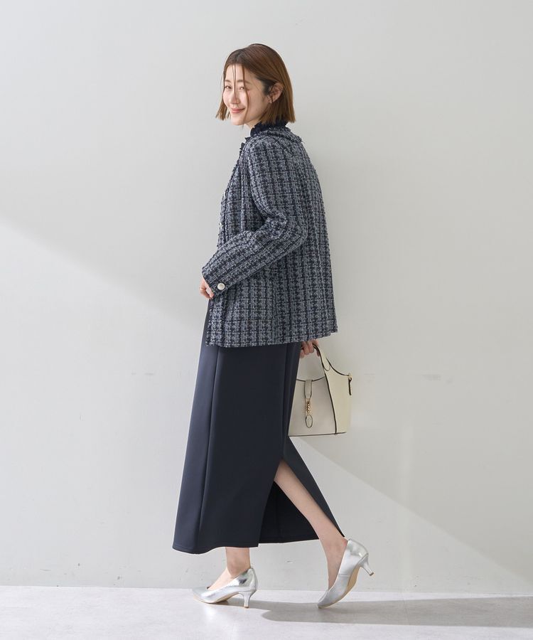 YECCA VECCA「ノーカラーツイードジャケット」|テーラードジャケット|