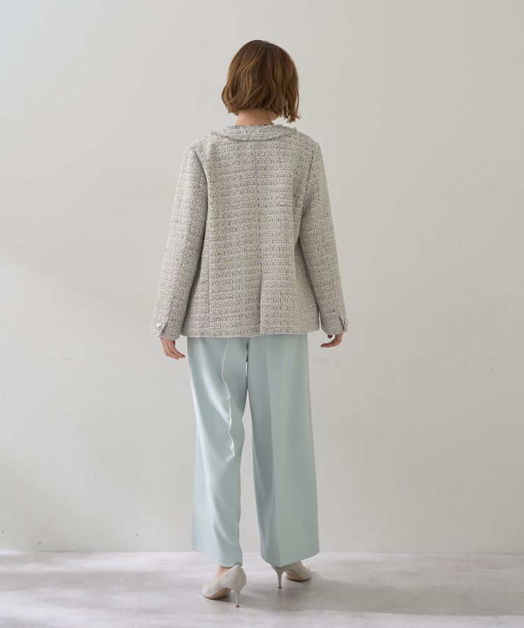 YECCA VECCA「ノーカラーツイードジャケット」|テーラードジャケット|