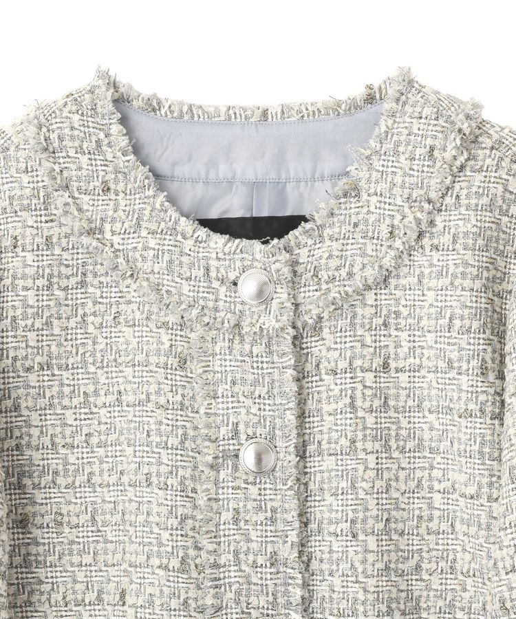 YECCA VECCA「ノーカラーツイードジャケット」|テーラードジャケット|