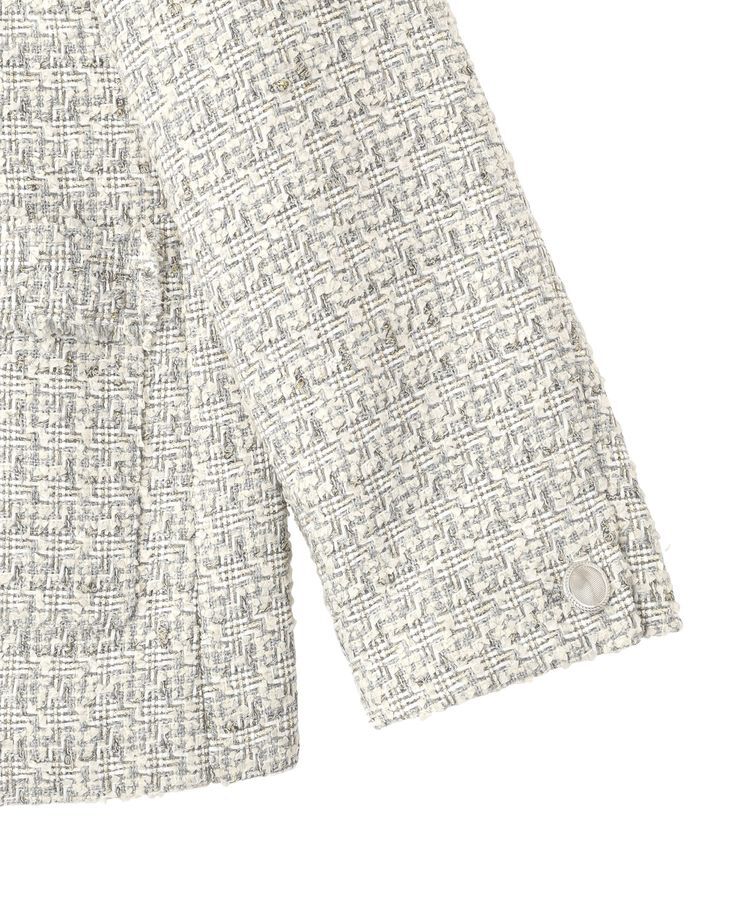 YECCA VECCA「ノーカラーツイードジャケット」|テーラードジャケット|