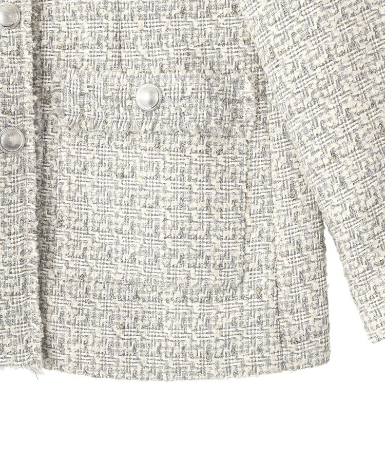 YECCA VECCA「ノーカラーツイードジャケット」|テーラードジャケット|