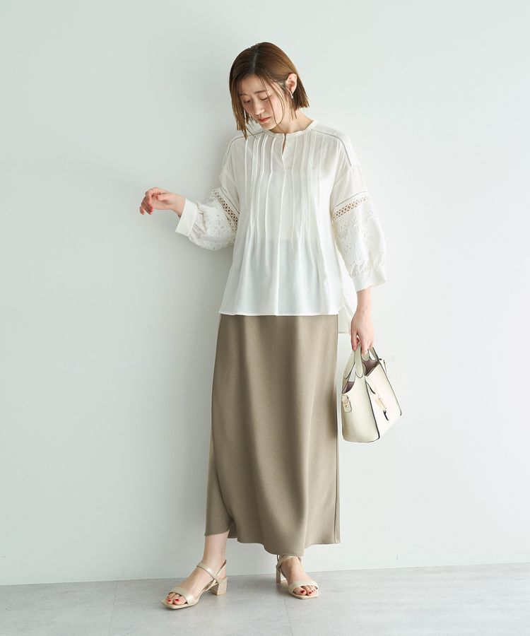 YECCA VECCA「レース切替スキッパーブラウス」|シャツ・ブラウス|