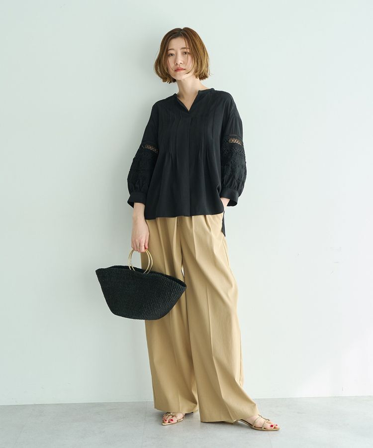 YECCA VECCA「レース切替スキッパーブラウス」|シャツ・ブラウス|