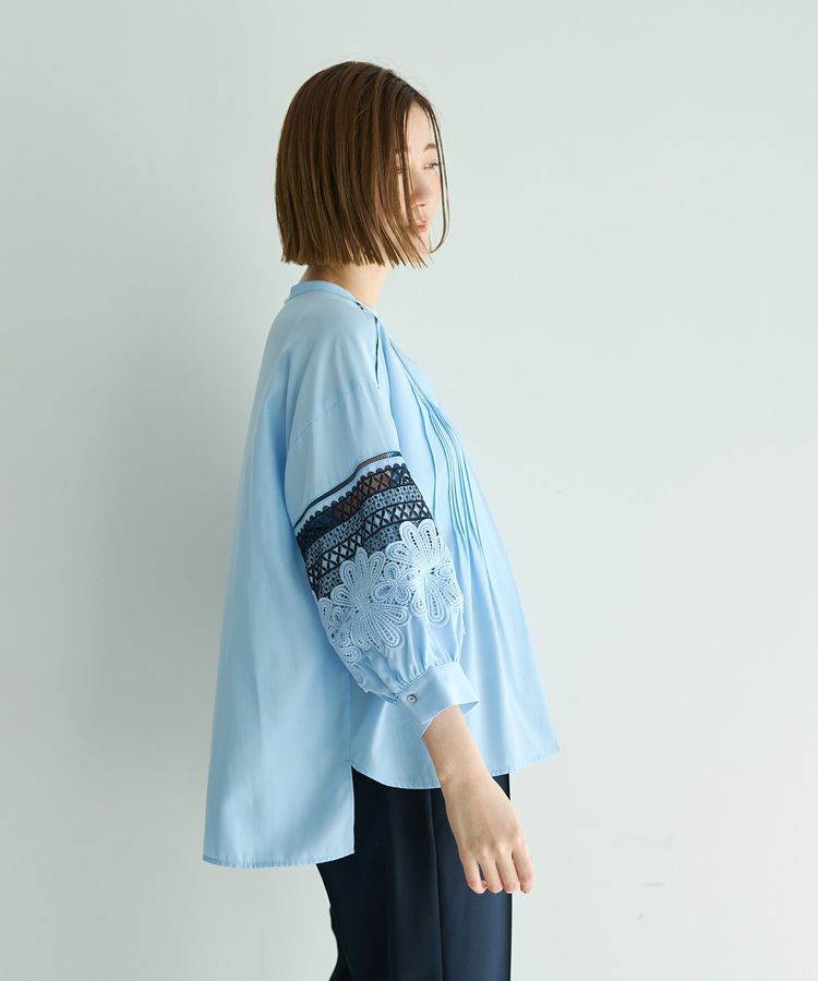 YECCA VECCA「レース切替スキッパーブラウス」|シャツ・ブラウス|