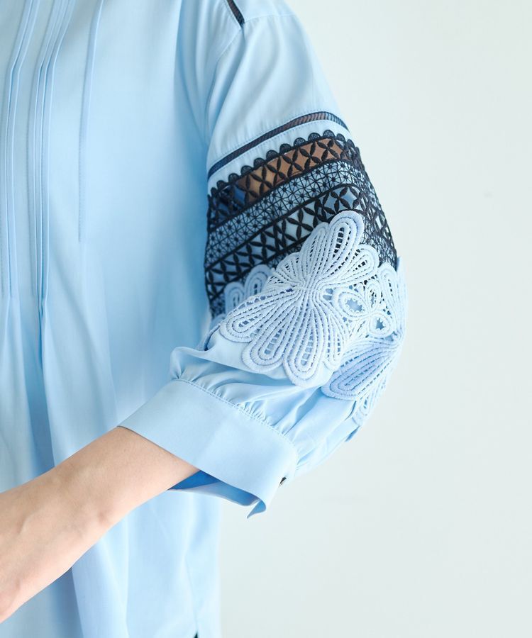 YECCA VECCA「レース切替スキッパーブラウス」|シャツ・ブラウス|