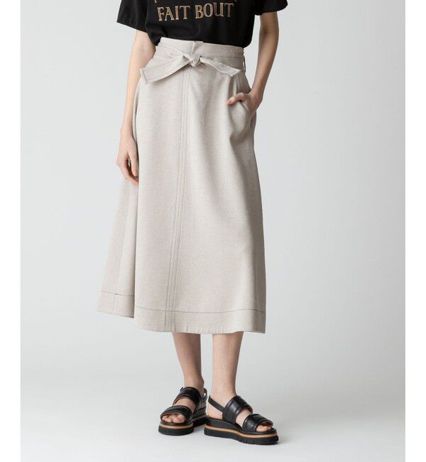 allureville「リノツイルステッチフレアースカート」|フレア|ベージュ