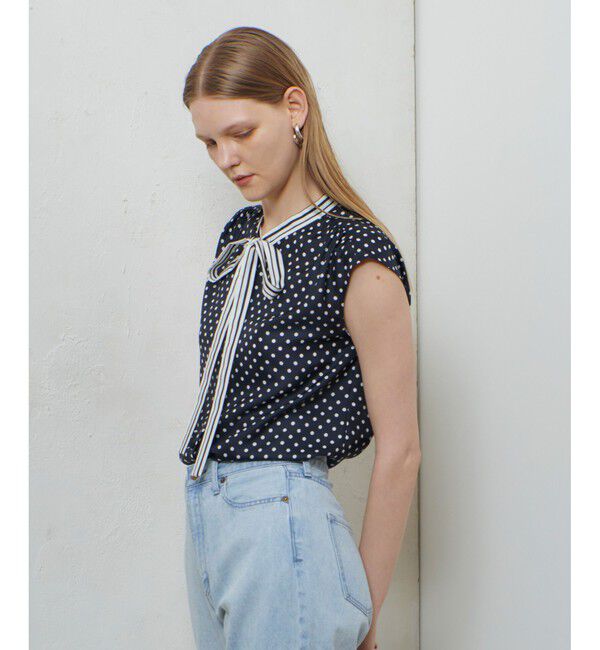 allureville「パネルドットプリントボウタイブラウス」|シャツ・ブラウス|