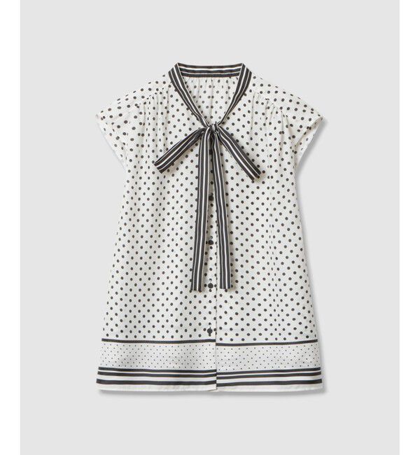 allureville「パネルドットプリントボウタイブラウス」|シャツ・ブラウス|