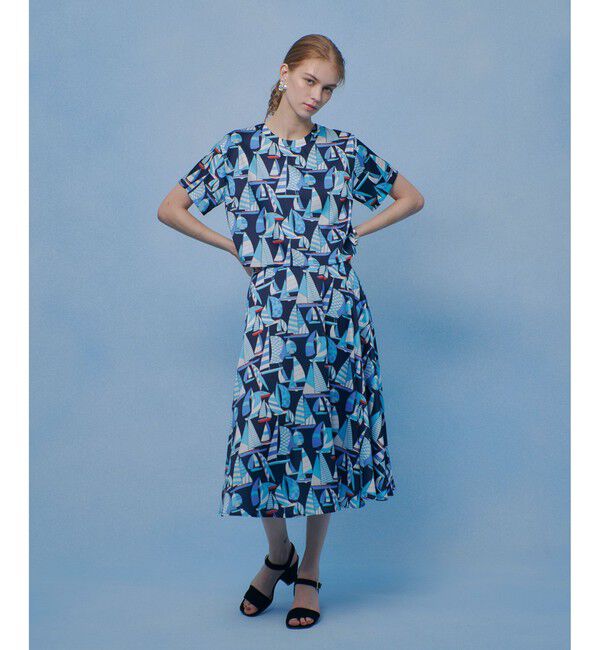 LOULOU WILLOUGHBY「【LOULOU WILLOUGHBY】RATTI マリーナプリント Ｔブラウス」|シャツ・ブラウス|