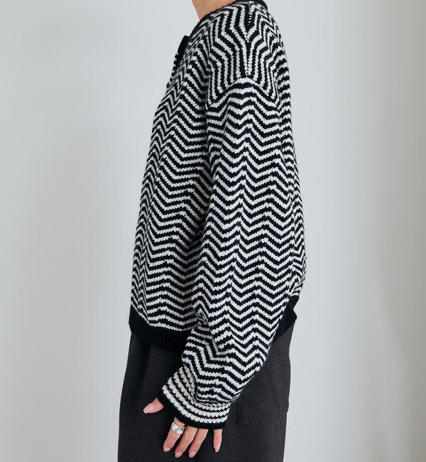  「ヘリンボーン編みニットカーディガン」|カーディガン|