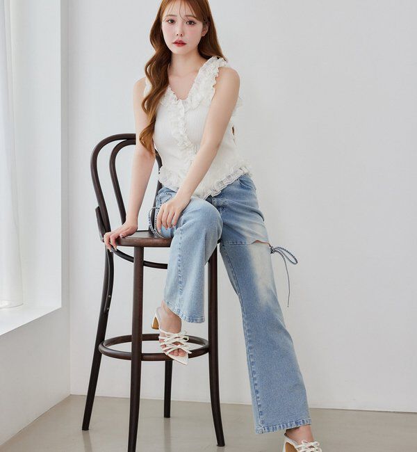  「サイドあき美脚ストレッチデニム」|その他|