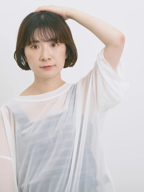 Samansa Mos2 blue「◎シアープルオーバー」|Tシャツ・カットソー|