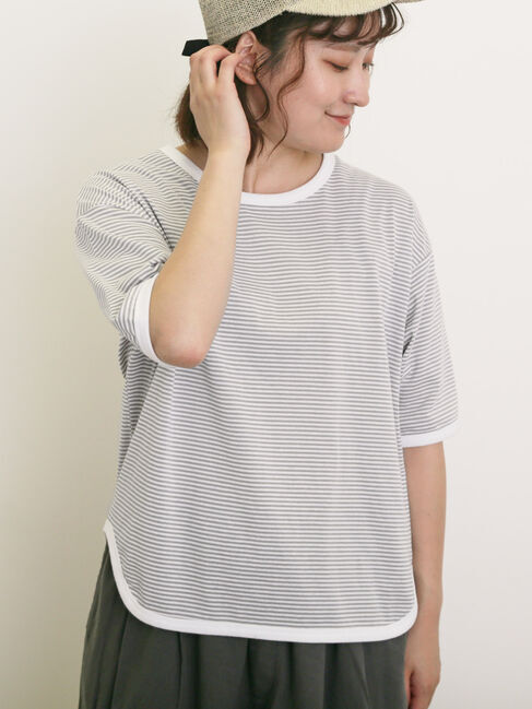 Samansa Mos2「◎ラウンドヘムボーダーカットソー」|Tシャツ・カットソー|
