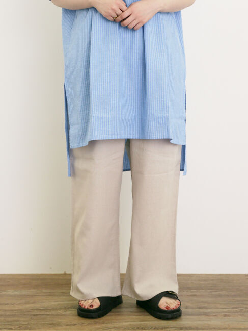 Samansa Mos2「レーヨン麻ゆるストレートパンツ」|その他|ベージュ