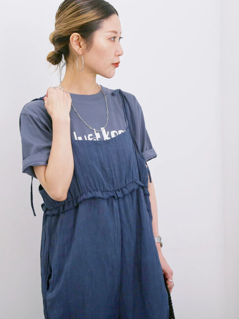 Samansa Mos2 blue「【接触冷感】ロゴプリントTシャツ」|Tシャツ・カットソー|