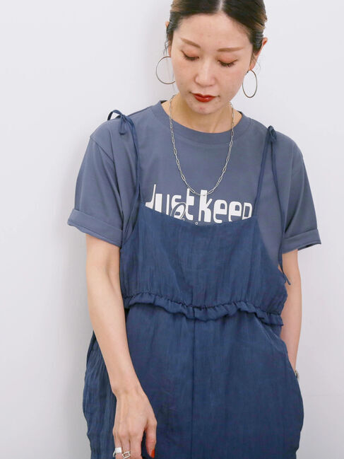 Samansa Mos2 blue「【接触冷感】ロゴプリントTシャツ」|Tシャツ・カットソー|