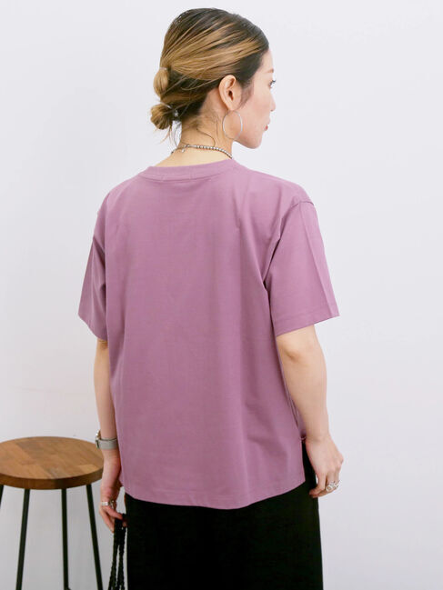 Samansa Mos2 blue「【接触冷感】ロゴプリントTシャツ」|Tシャツ・カットソー|