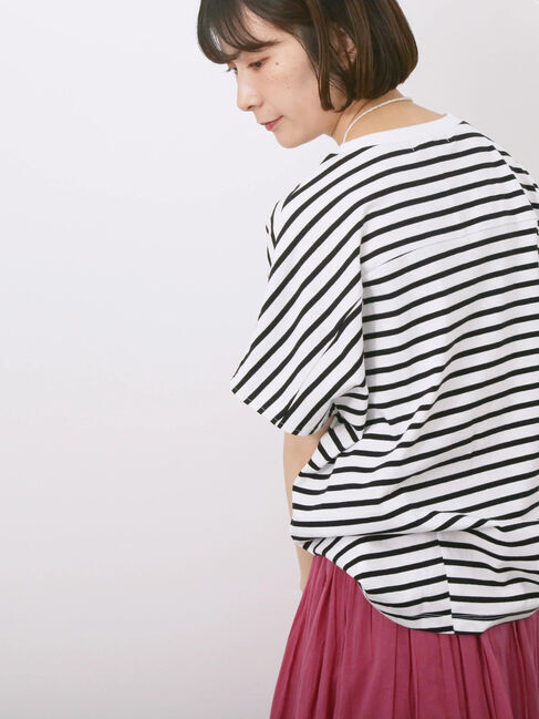 Samansa Mos2 blue「【USAコットン】アソートフレンチスリーブTシャツ」|Tシャツ・カットソー|