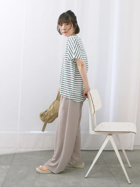 Samansa Mos2 blue「【USAコットン】アソートフレンチスリーブTシャツ」|Tシャツ・カットソー|